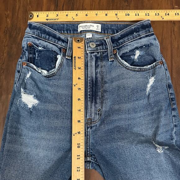 ABERCROMBIE & FITCH The Ankle Straight Jeans Blue Ultra HR Curve Love - Picture 11 of 13